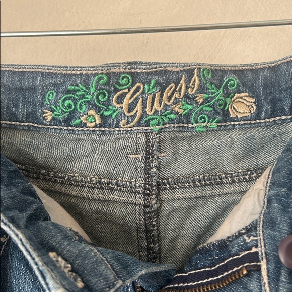 Y2K Guess Jeans wide leg asymmetrical embroidered boho vintage low-slung - Picture 5 of 10